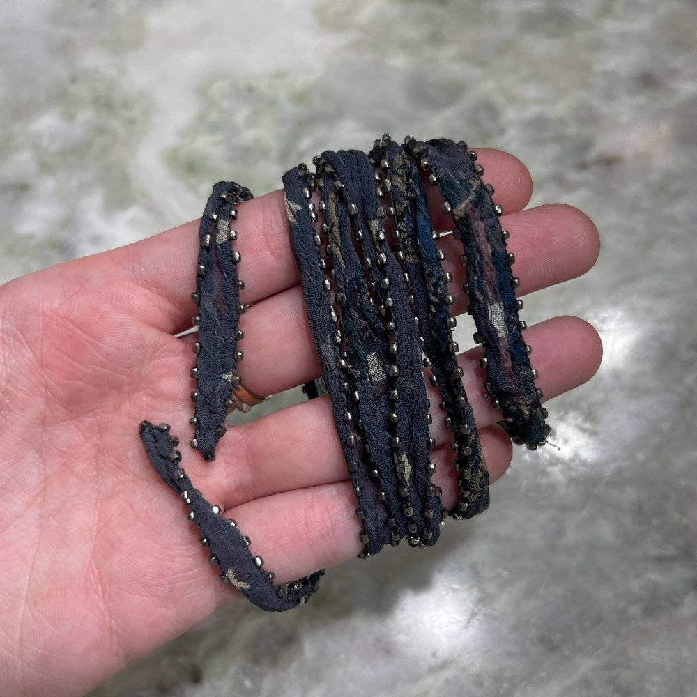 Chan Luu Wrap Bracelet/Necklace in Navy/Silver